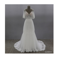 Free Shipping White Scoop Vestidos De Novia Floor Length A Line Long Sleeve Lace Wedding Dresses